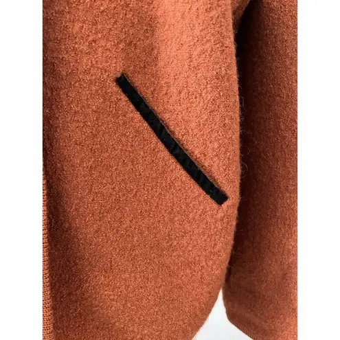 Vintage 80s Skyr wool Orange rust black Fur Collar long sleeve Shacket Large