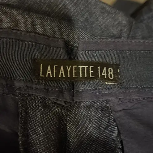 Lafayette 148 Blue Chambray Flat Front Wide Leg Pants Waist 30 Inseam 27