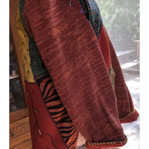 Sharon Anthony Crystal Boho Ethnic Patch Jacket Multicolor Button FrontSize 3X