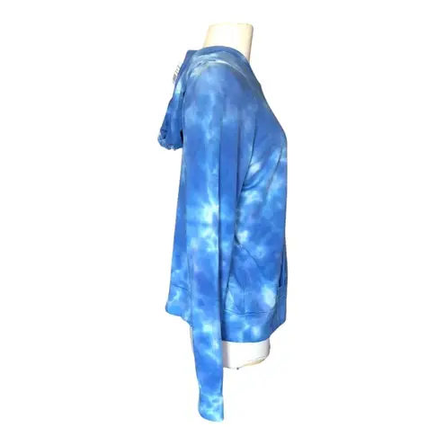AVA+ESME Blue Tie Dye Hoodie Kangaroo Pocket Pullover Jacket Women's Size Small