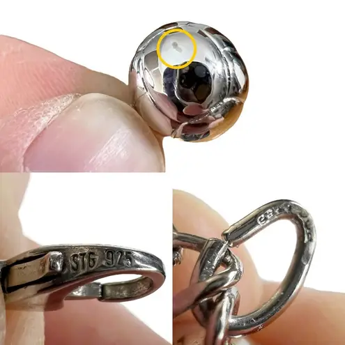 Sterling Silver S76 925 Stamped Volleyball Charm Oval Curb Link Chain Bracelet