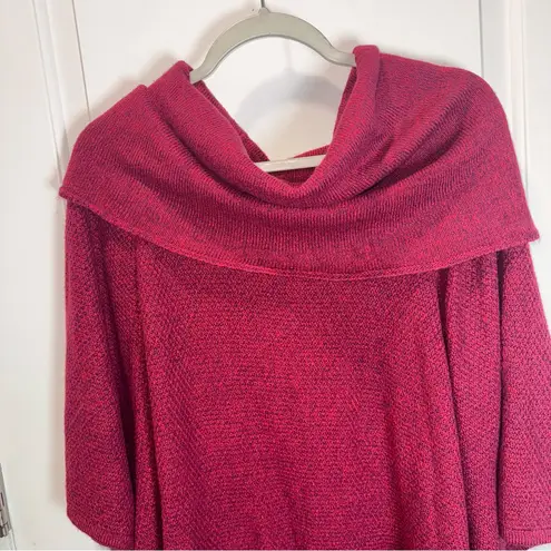 NEW DIRECTIONS WEEKEND Short Sleeve Cowl Neck Poncho Sweater, Womens 3X Red