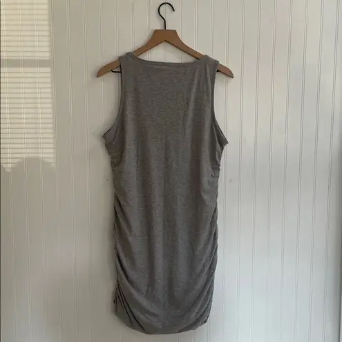 Beyond Yoga Featherweight Gather Ruched Mini Dress in Silver Mist Gray Size XL