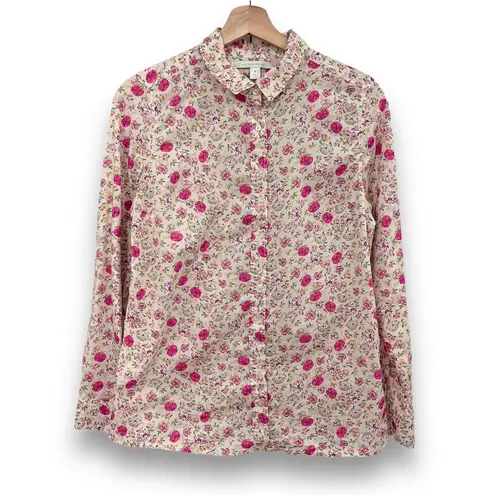 LC Lauren Conrad  MEDIUM Pink Floral Button Up Shirt Long Sleeve 100% Cotton