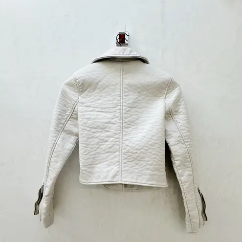 Abercrombie & Fitch  || Ivory Vegan Leather Moto Cropped Jacket XS