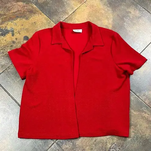 Los Angeles Women Red Short Sleeve Open Front Cardigan Size XL