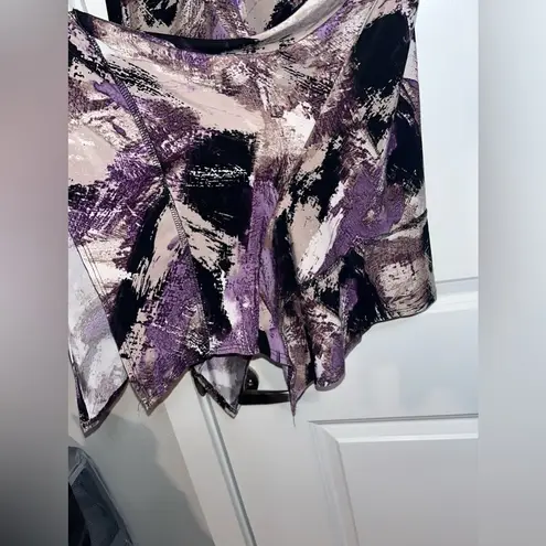 Coco Bianco Cowl Neck Hankerchief Hem PurpleTunic Top Size Medium Approximately