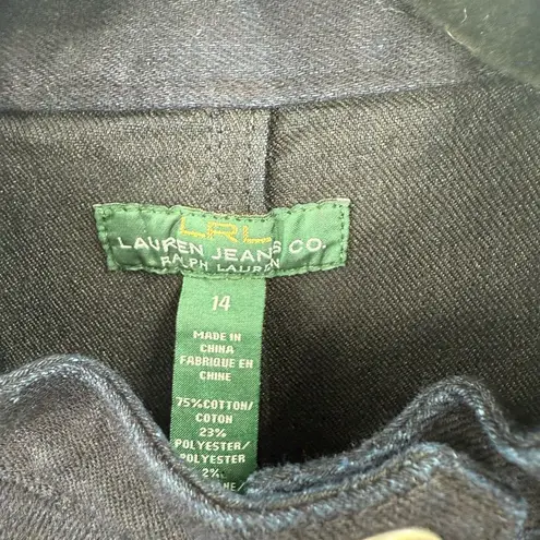 Lauren Jeans Co Ralph Lauren Women’s 14 Dark Denim Utility Zipper Dress Blue