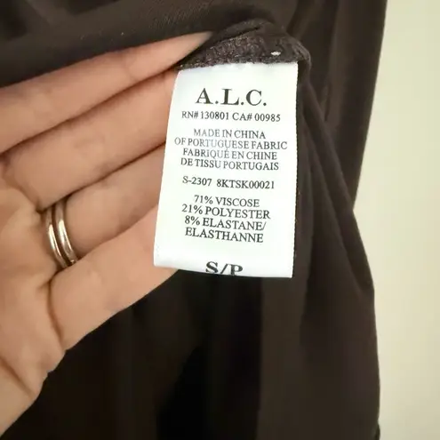 ALC Frank A.L.C. Adeline Ruched Asymmetrical Midi-Skirt in Cocoa - Size S