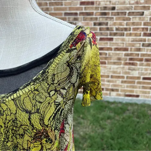 Fuzzi Multicolor Short Sleeve Long Maxi Mesh Dress Size XS