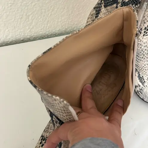 Schutz Pally Boots Ankle Snake Embossed Clear Block Heel Zip Leather Women 8B