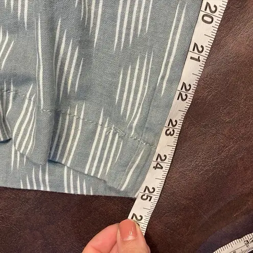 DIP Womens Green White Linen Blend Pants Medium Rope Belt Boho Casual