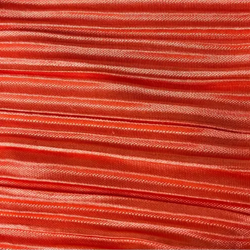 Sincerely Jules Orange Crinkle Pleated Halter Crop Top Ruched Boho Coastal L Size L