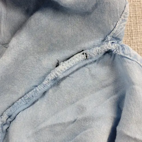 Style Envy Women Dress Size S Blue Chambray Off The Shoulder Floral Embroidered