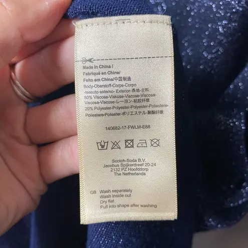 Scotch & Soda Maison Scotch Shimmery Turtleneck High-Low Dress Navy Blue Sz XS