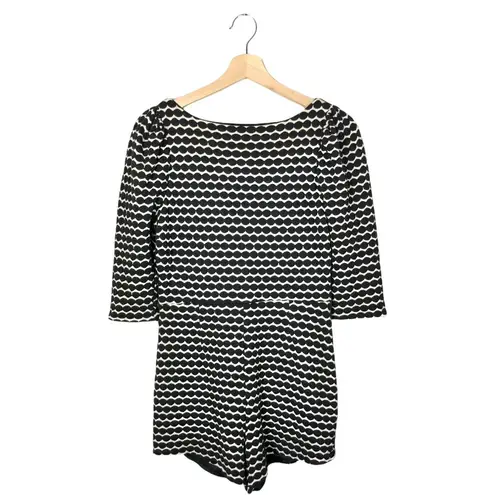 Ark & Co. Boutique Black & Ivory Printed 3/4 Sleeve Romper M