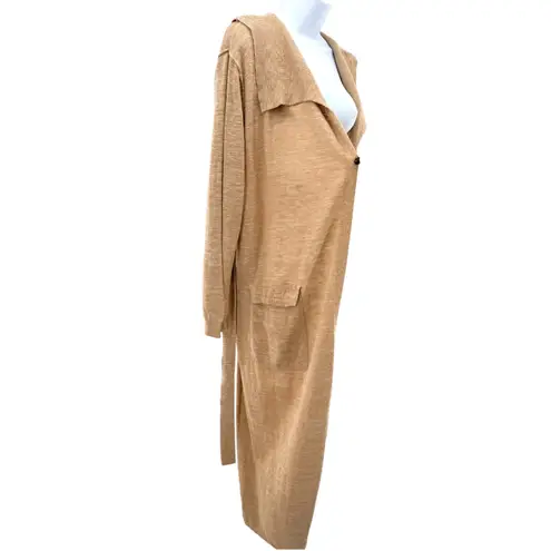 FP Beach Free People Beach Slub Knit Long Cardigan Sweater Open Front Belted Boho Tie S - Image 3