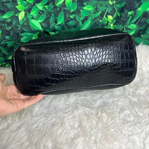 Bueno black faux leather snake style shoulder bag / purse