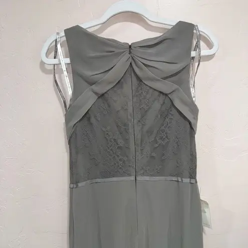 Monique Lhuillier New slate ML BRIDESMAIDS lace Chiffon Gown size 6