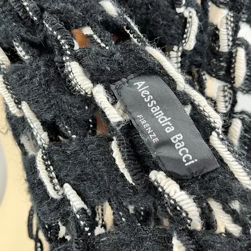 Italian stitch open knit fringe scarf