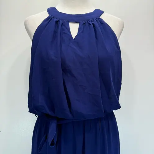 YA Los Angeles ModCloth Halter Neckline Chiffon Maxi Dress in Deep Royal Blue M