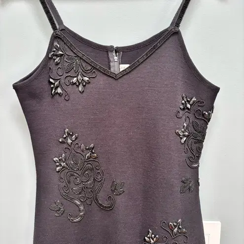 Vintage Outlander Embellished Wool Blend Mini Cocktail Dress in Black S