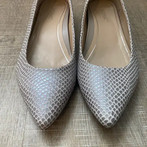 Vionic Lena Pointed Toe Ballet Flat Size 8.5 Embossed Leather Lizard Print Shoes