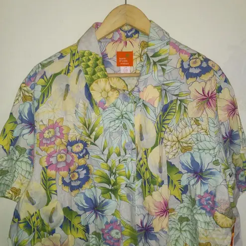 Hearts Of Palm Floral Hawaiian Shirt-Size 22W-Tween Waters-Linen Blend-NEW