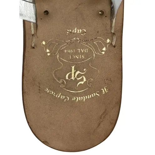 Made in Italy Il Sandalo Caprese 39 ,8 Snakeskin Silver Leather Handmade Sandals