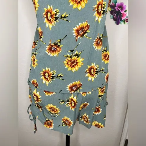 Military Hippie Sunflower Tank Top Short Set