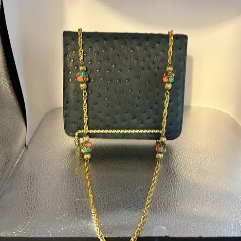 LOU – RAN ostrich print navy blue shoulder bag. New without tags. Beautiful bag.