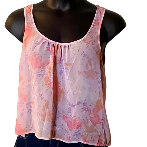 I Love H81 Women's Sleeveless Floral Blouse - Size Large Flowy Sheer Top