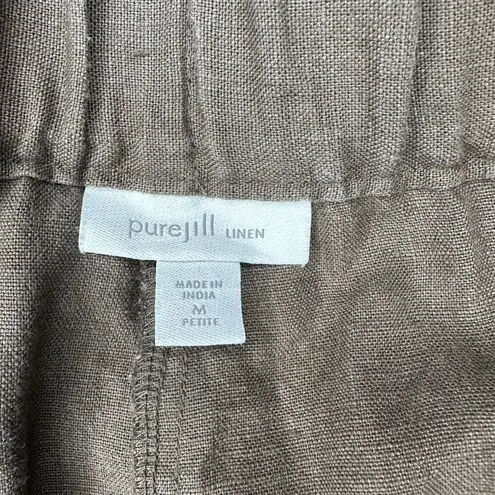 J.Jill  Pure Jill Linen Drawstring Crop Pants Brown Medium Petite