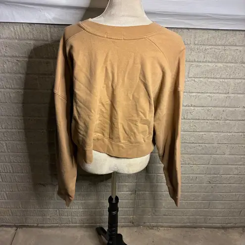 Nuuds Tan Cropped Sweatshirt Pullover Long Sleeve Casual Top Women's XL