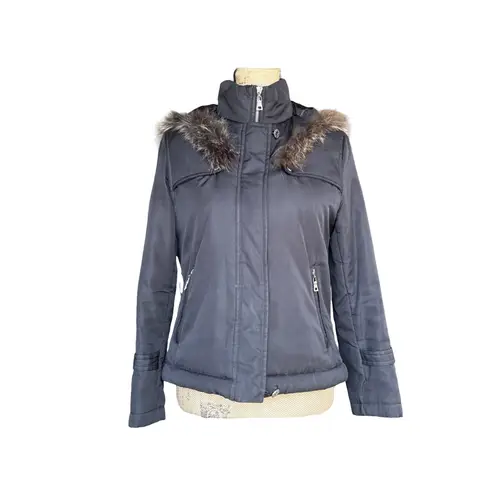 Prada  Black Faux Fur Lined Hooded Puffer Winter Jacket size Medium - Image 2