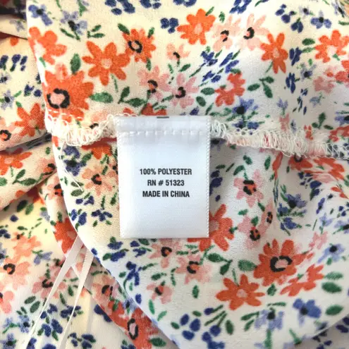 CeCe Floral Ruffle Tie Neck Sleeveless Blouse Top XL