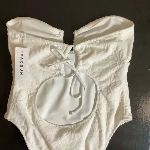 PacSun  Eco White Terry Strapless One Piece Swimsuit Size Medium