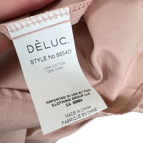 Deluc Gasus 100% Cotton Dusty Rose Pink Short Puff Sleeve Above Knee Dress Sz S