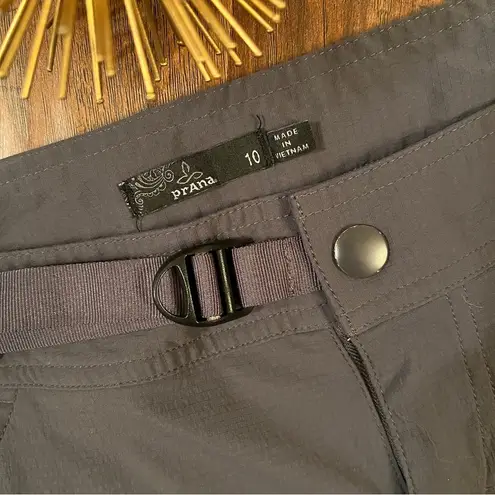 prAna  Jasmine Knicker Capri Crop Pants Stretch 4-Pockets Cinch Waist Sz 10 Gray