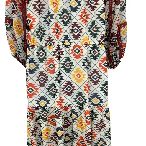 Sachin + Babi Dalton Maxi Dress Cream Multi Geo Checkers Tassels Boho Size 6 NWT