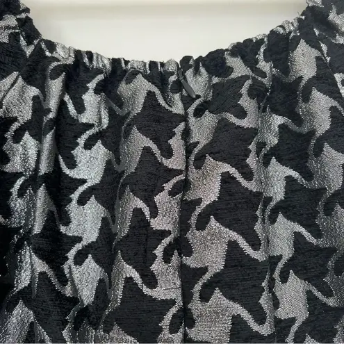 Moon River Square Neck Puffed Sleeve Houndstooth Jaquard Mini Dress Size Small