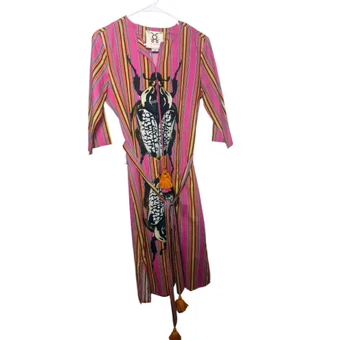 Figue Pink Scarab Mini Dress with Tie Sz. XS