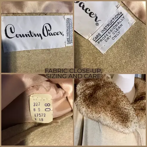 Country Pacer VINTAGE 1970'S BEIGE WOOL AND SHEARLING TRIM COAT (18)