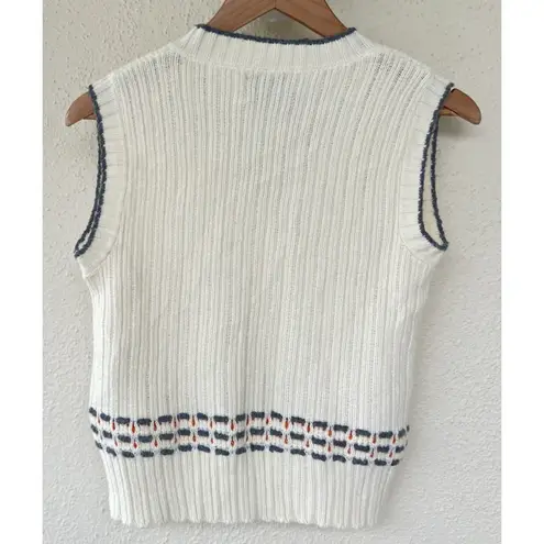 VTG 70s Bernie’s Brood Cream Knit Sweater Vest Womens Size Small Preppy Academia