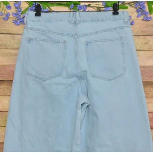 H&M Jeans Wide Leg High Rise Full Length Light Wash Blue Women's Size 10 Casual