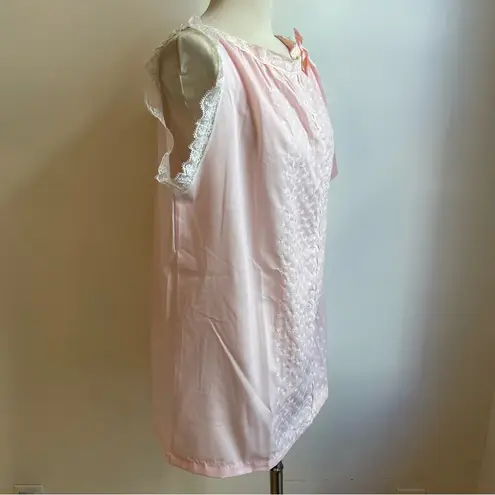 NWOT 50s Vintage Aristocraft Babydoll Nightgown Embroidered Lace Ribbon Medium Pink