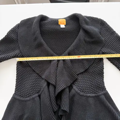 Womens Cardigan Size L Black Knit Ruffle Hem Whimsigoth Witchy Fairy Grunge Size L