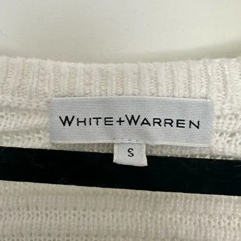 White + Warren Women’s Small White 100% Linen Square Neck Sweater