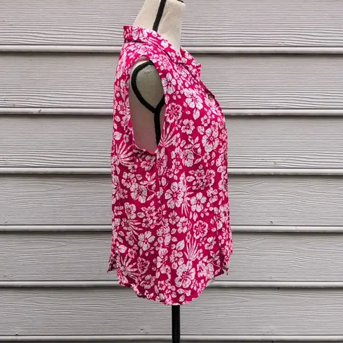 Dress Barn Sleeveless Hawaiian Shirt | Dress Barn Sleeveless Floral Button Down Red Size XL