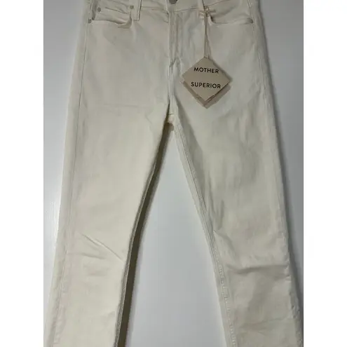 Mother The Mid Rise Dazzler Crop Fray Jean Cream Puffs Size 28 6 US NWOT Raw Hem